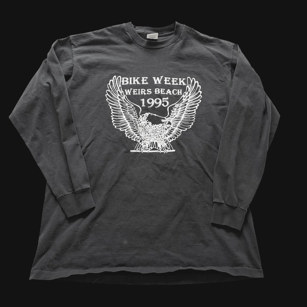 1995 Bike Week Weirs Beach Laconia NH Long Sleeve T-Shirt Murina XL Black